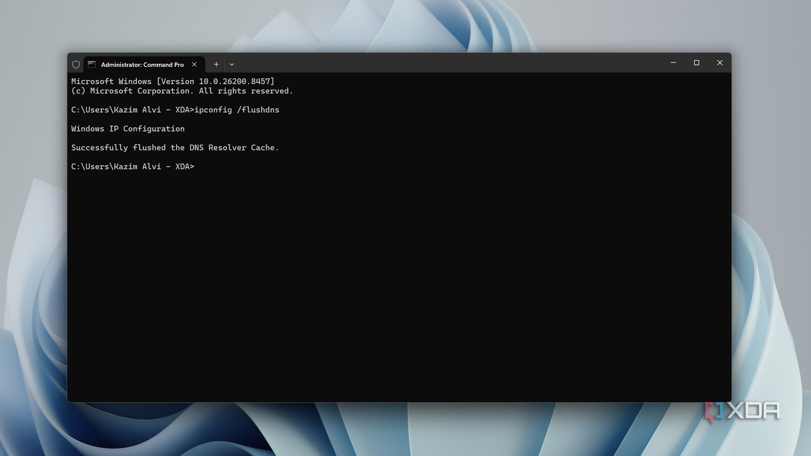 Run the ipconfig /flushdns command in the Windows terminal