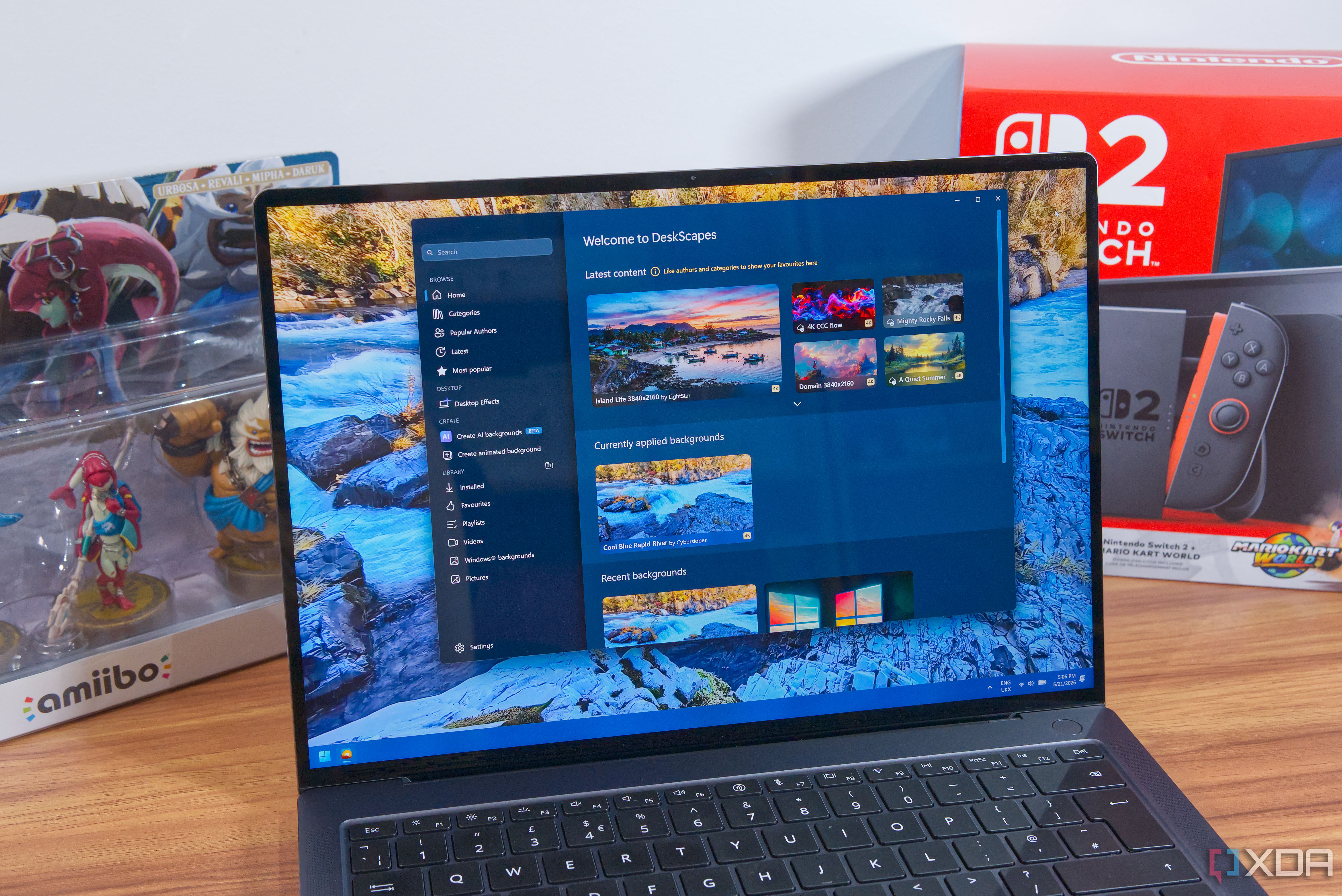 A Windows 11 laptop showing Stardock's DeskScapes app