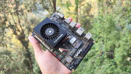 A person holding a LattePanda Mu computing module