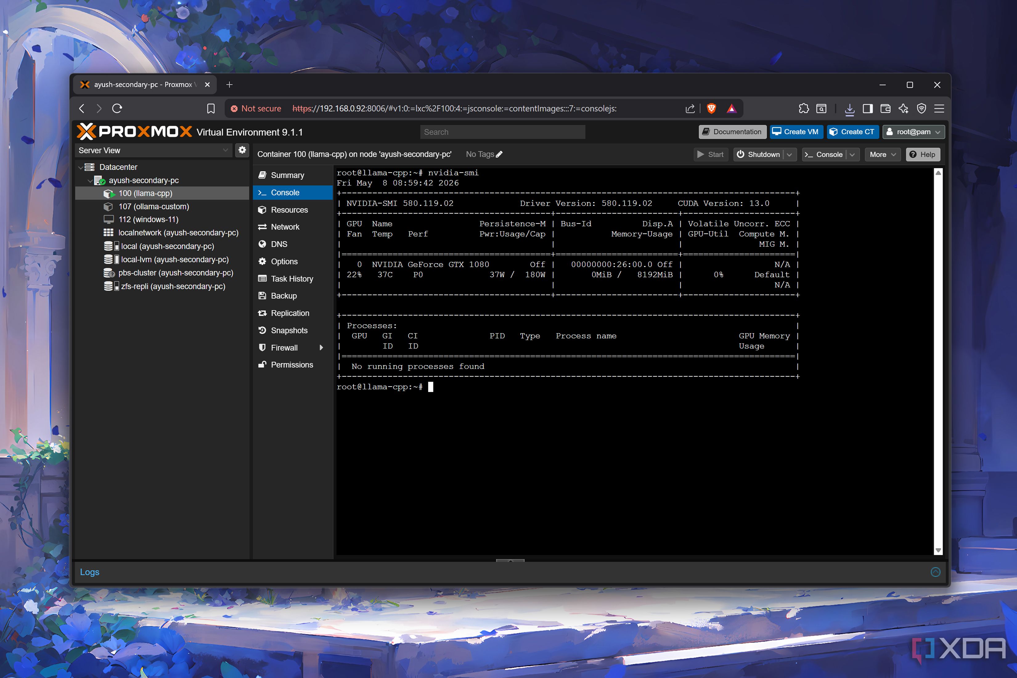 Running nvidia-smi on an LXC