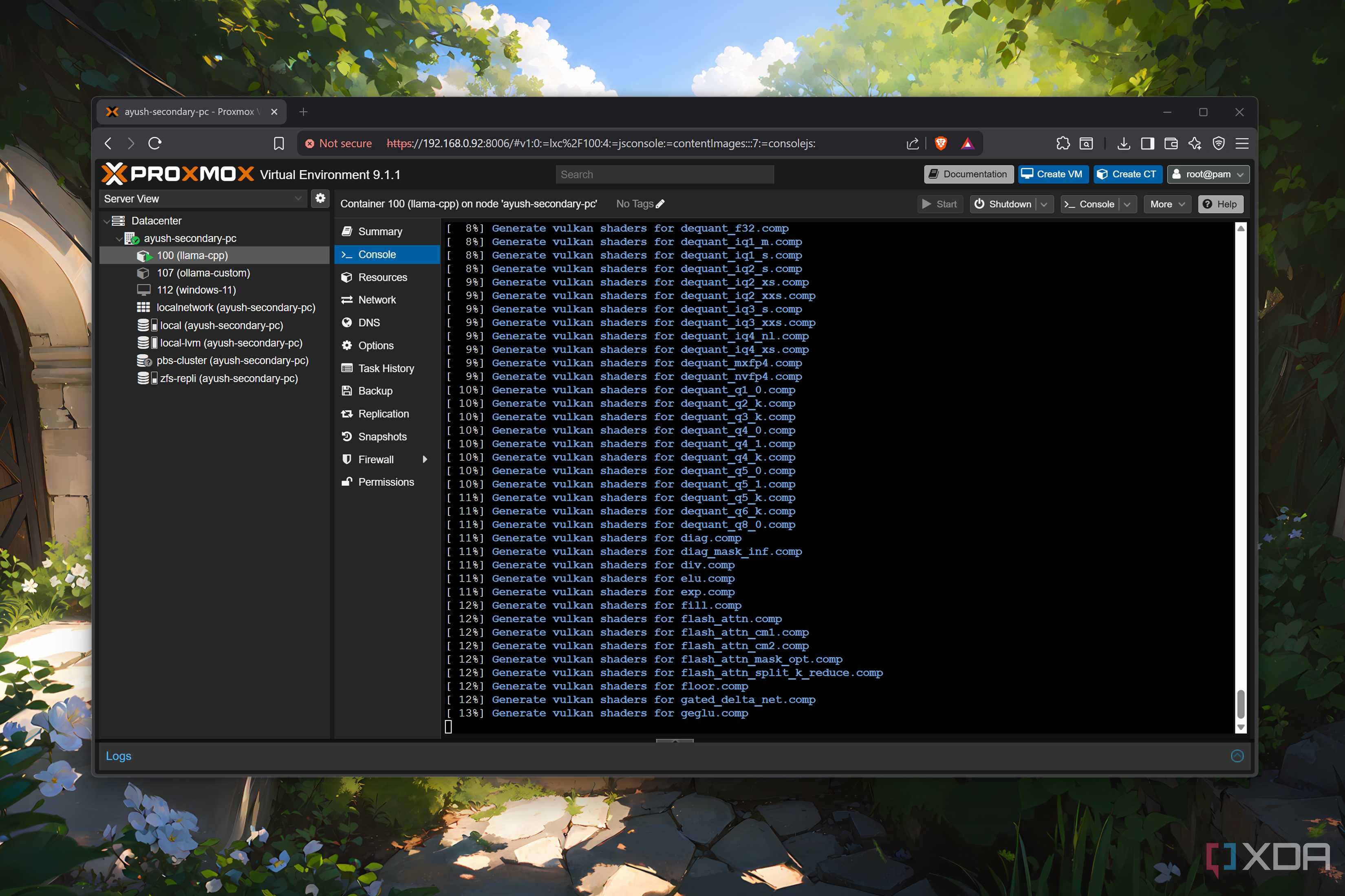 Building llama.cpp on an LXC