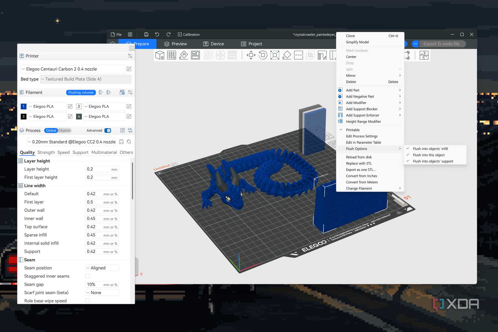Throw towards another object in Elegoo Slicer