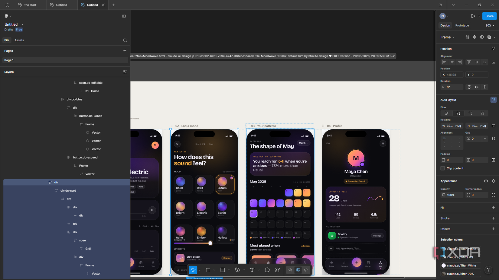 opening claude design file in figma