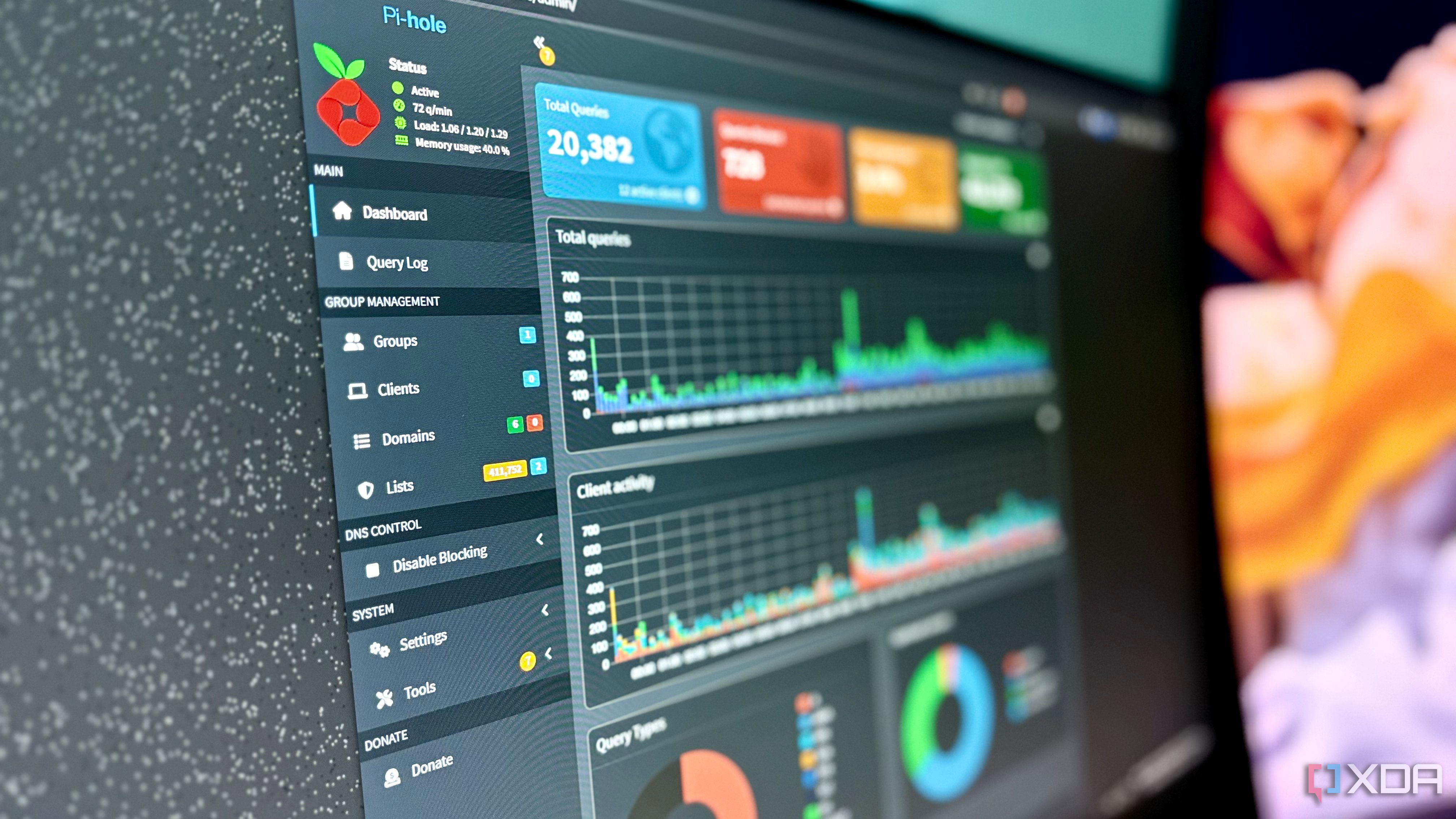 Pi-hole dashboard in browser window