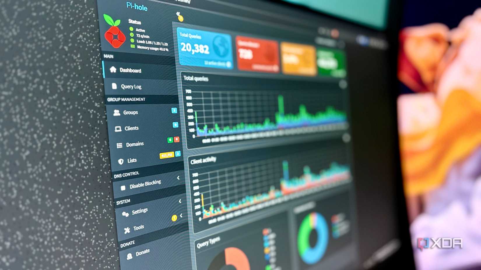 Pi-hole dashboard on browser window