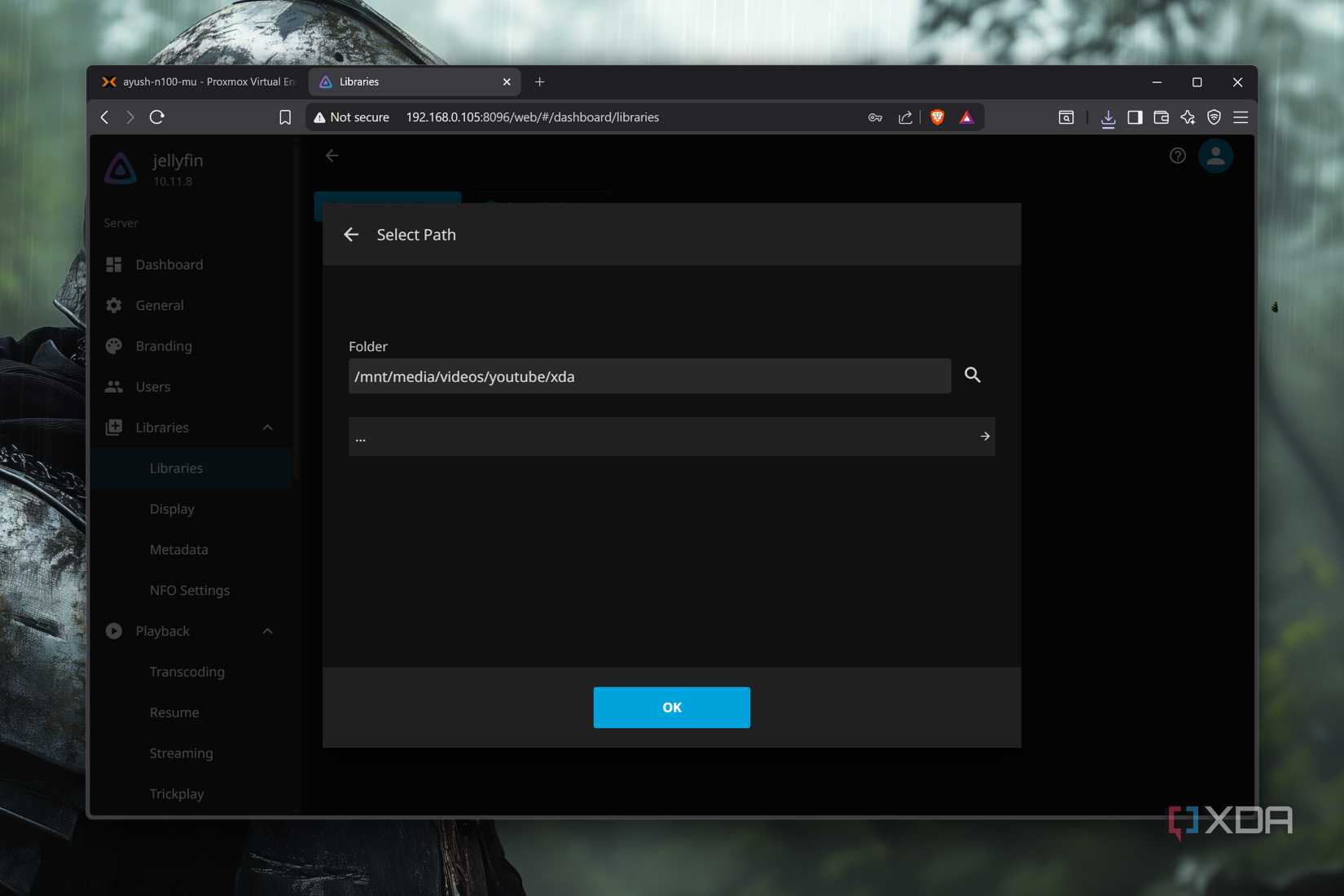 Selecting the path for archived files within Jellyfin LXC