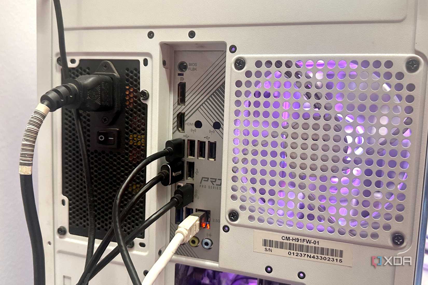 Rear IO ports on B650 motherboard.