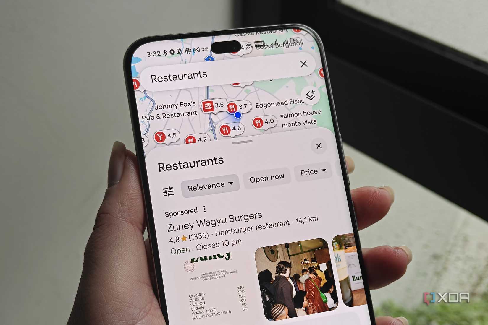 restaurants in google maps with sponsored result