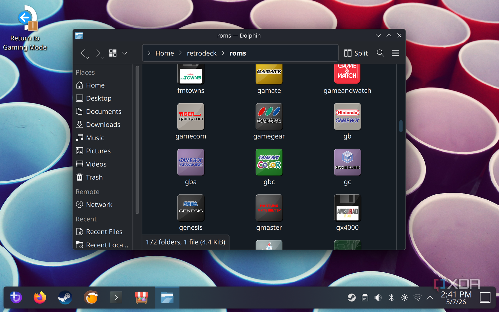 Screenshot of RetroDeck console folders in Dolphin
