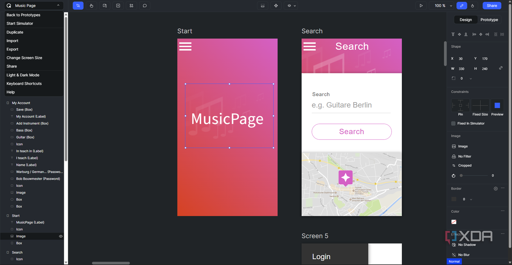 screen layout in quant-ux