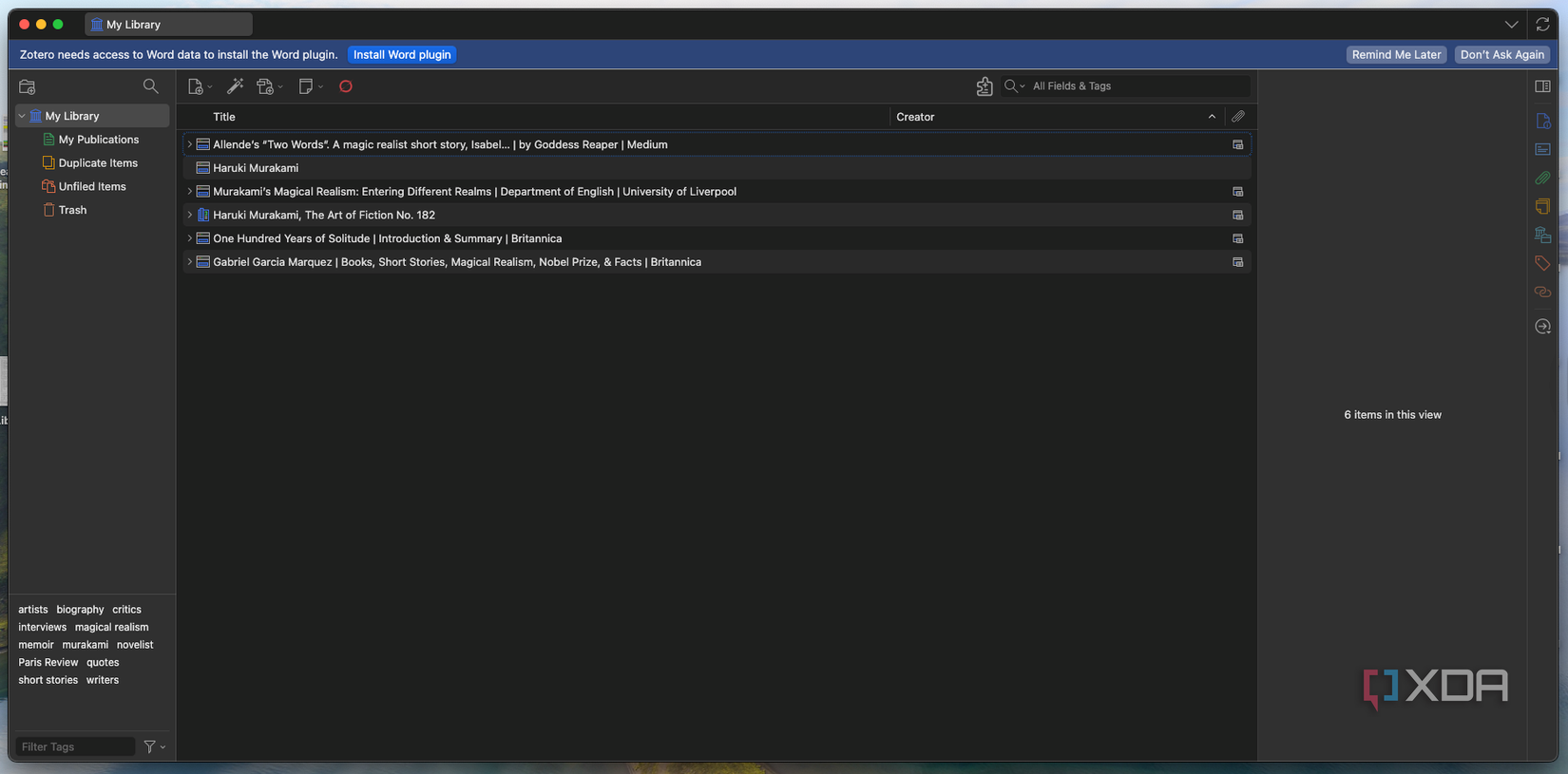 My Zotero library