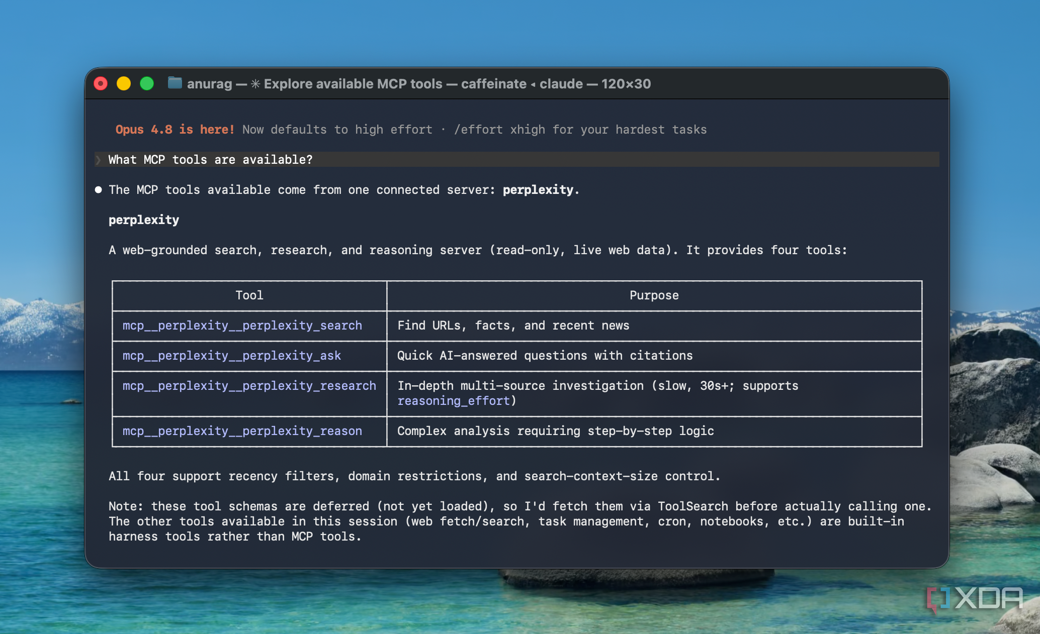 Claude code showing Perplexity MCP