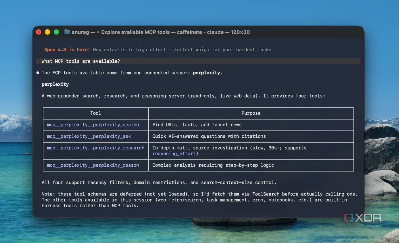Claude code showing Perplexity MCP