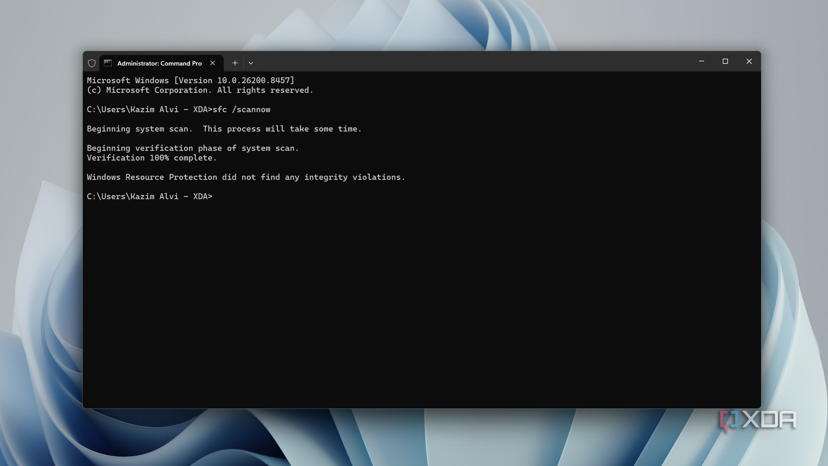 running sfc scan in windows terminal