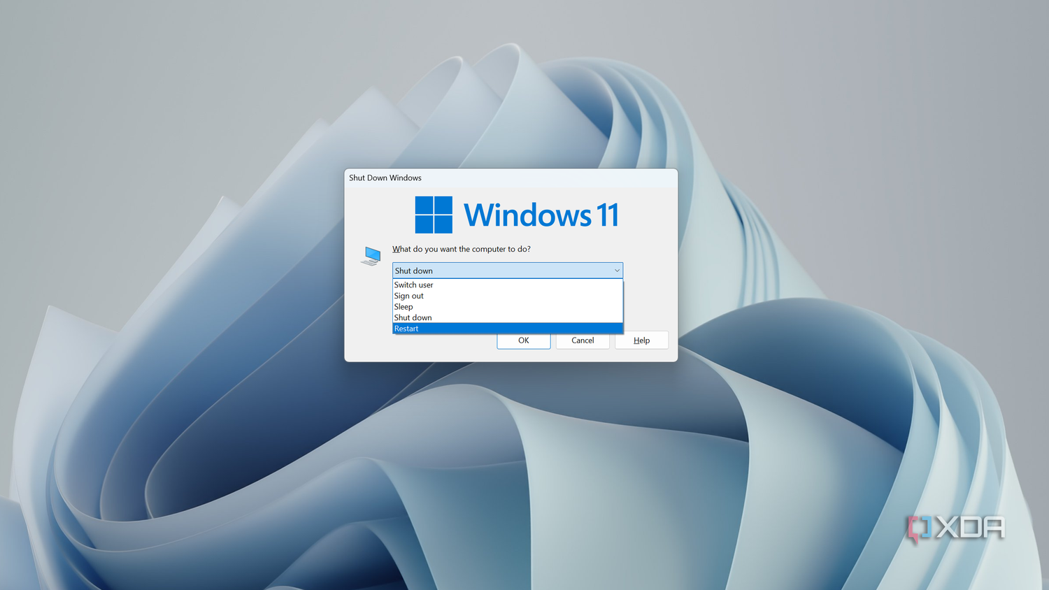 Меню выключения ПК Меню завершения работы в Windows 11