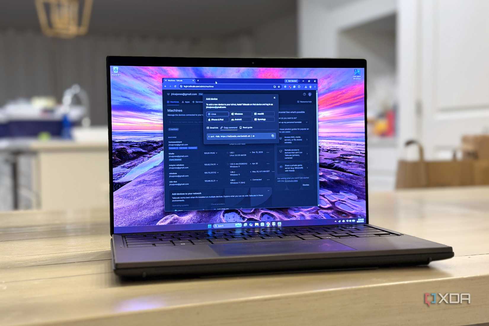 tailscale management page open on a laptop