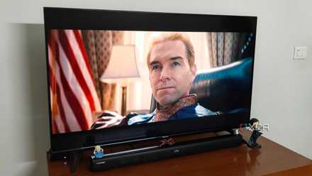 Your TV's movement smoothing is not the one environment ruining motion pictures A smart TV on a brown table showing a scene from The Boys