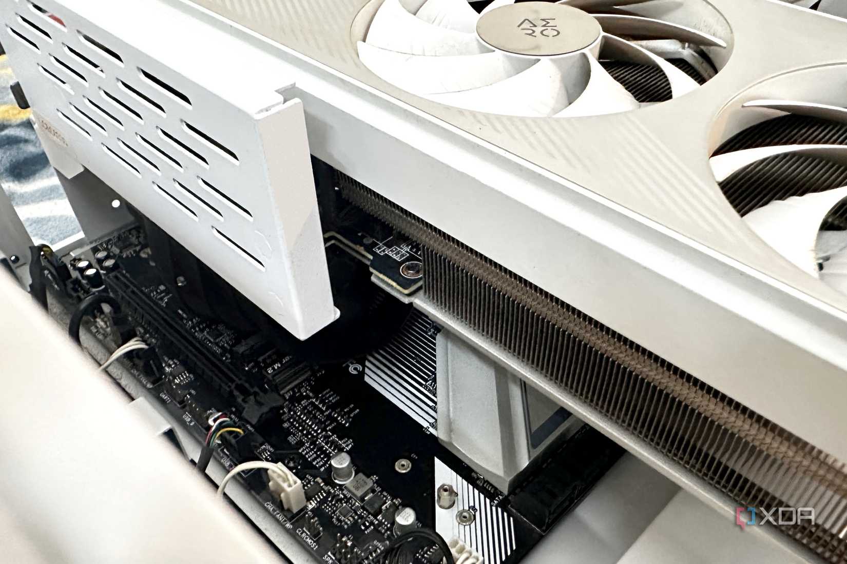 Vertically mounted graphics card on the B650 motherboard.