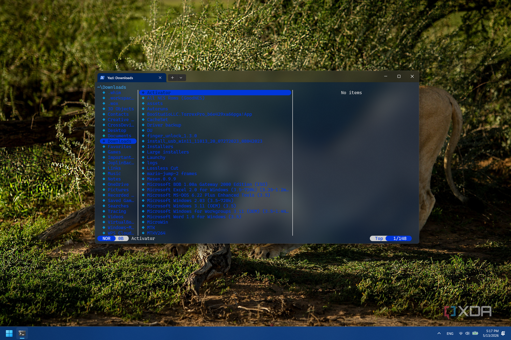 Here is a screenshot of the Windows Terminal showing the file manager
