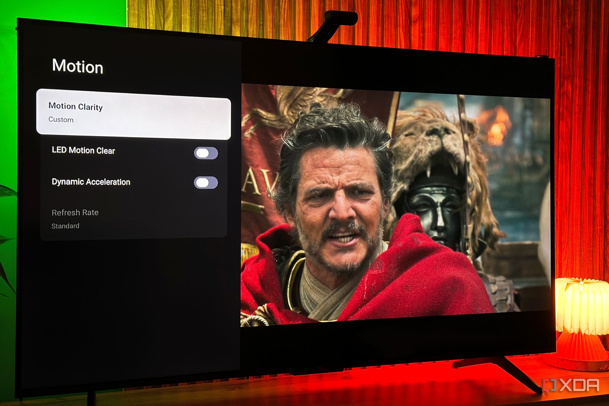 Motion settings on a 4K TV playing a movie.