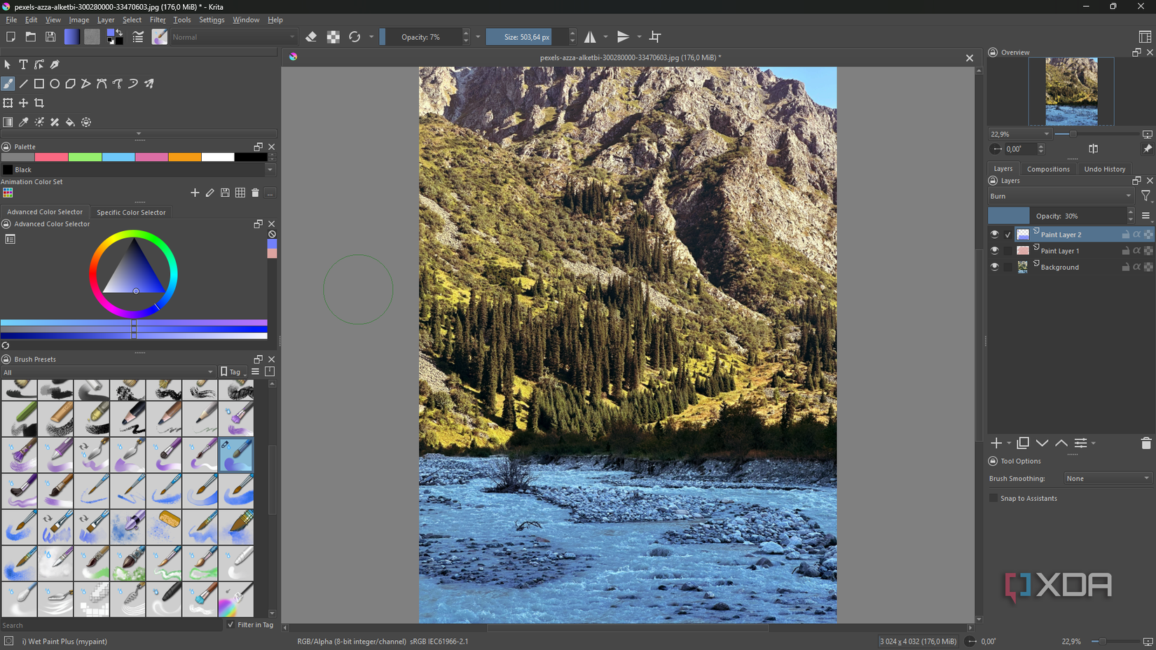 adjusting colors  on image in krita