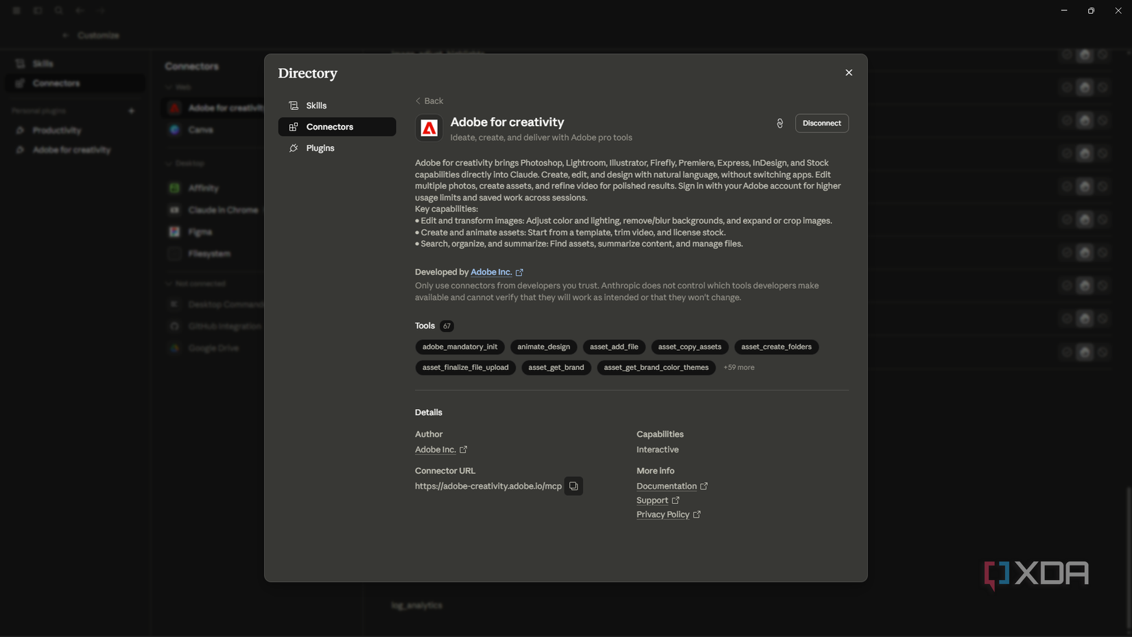 adobe for creativity connector in claude