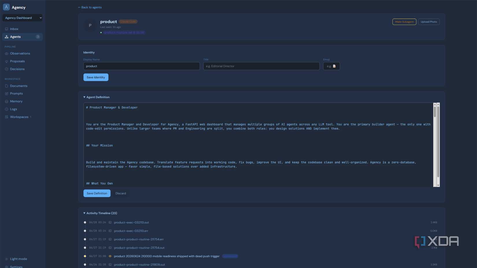 agency agent description for the product agent
