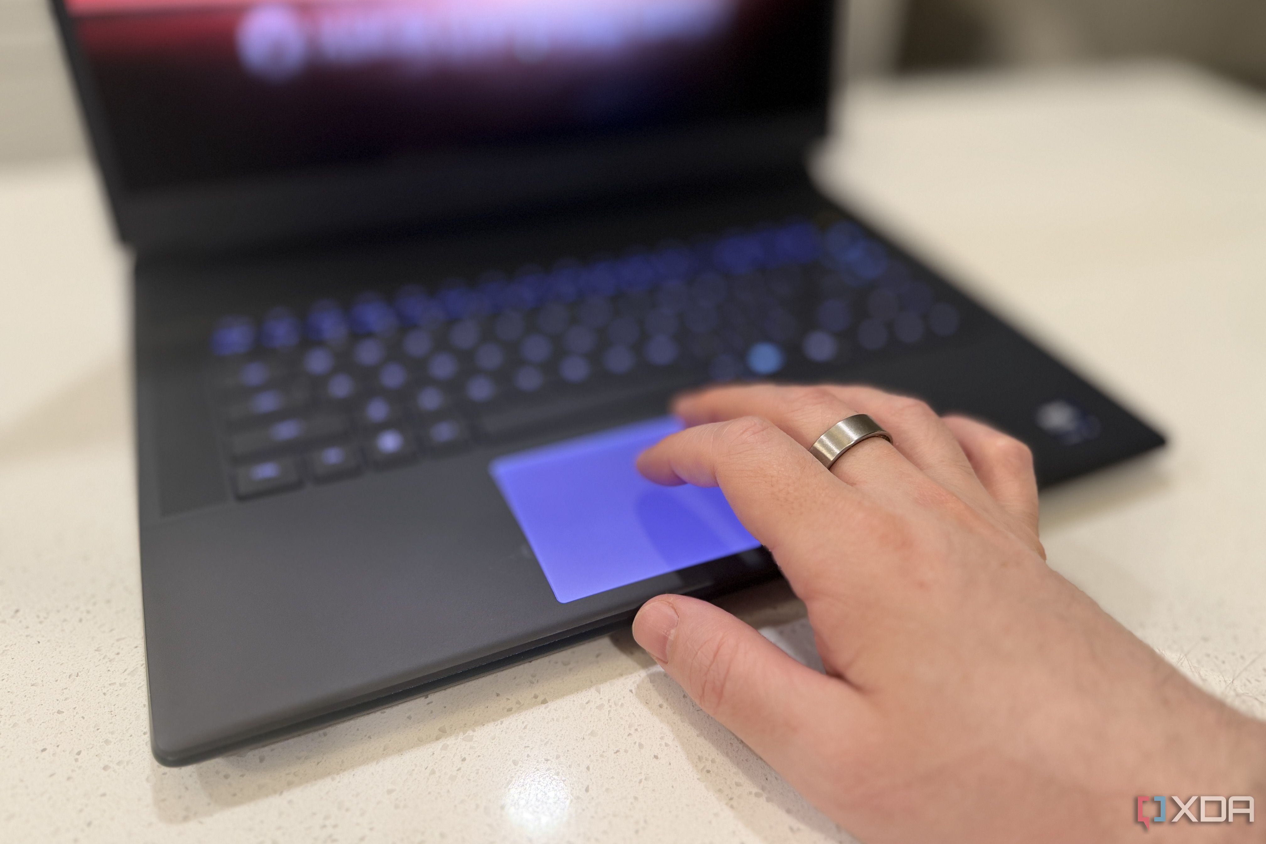 alienware 16 area-51 with the touchpad in use
