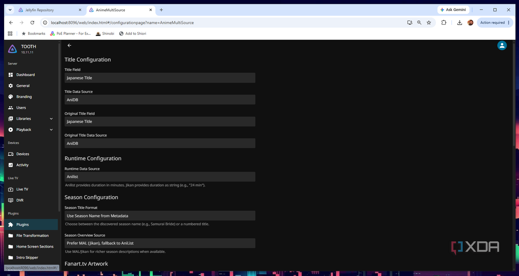 Anime MultiSource settings