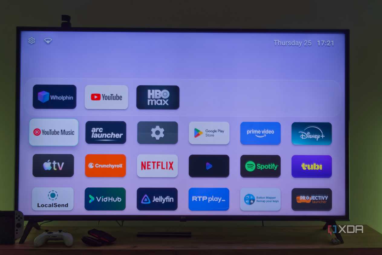 A TV displaying the Arc launcher app list