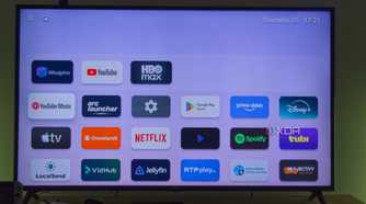 A TV displaying the Arc launcher app list