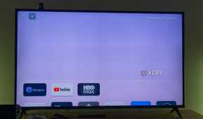 A TV displaying the home screen on Arc Launcher for Android TV