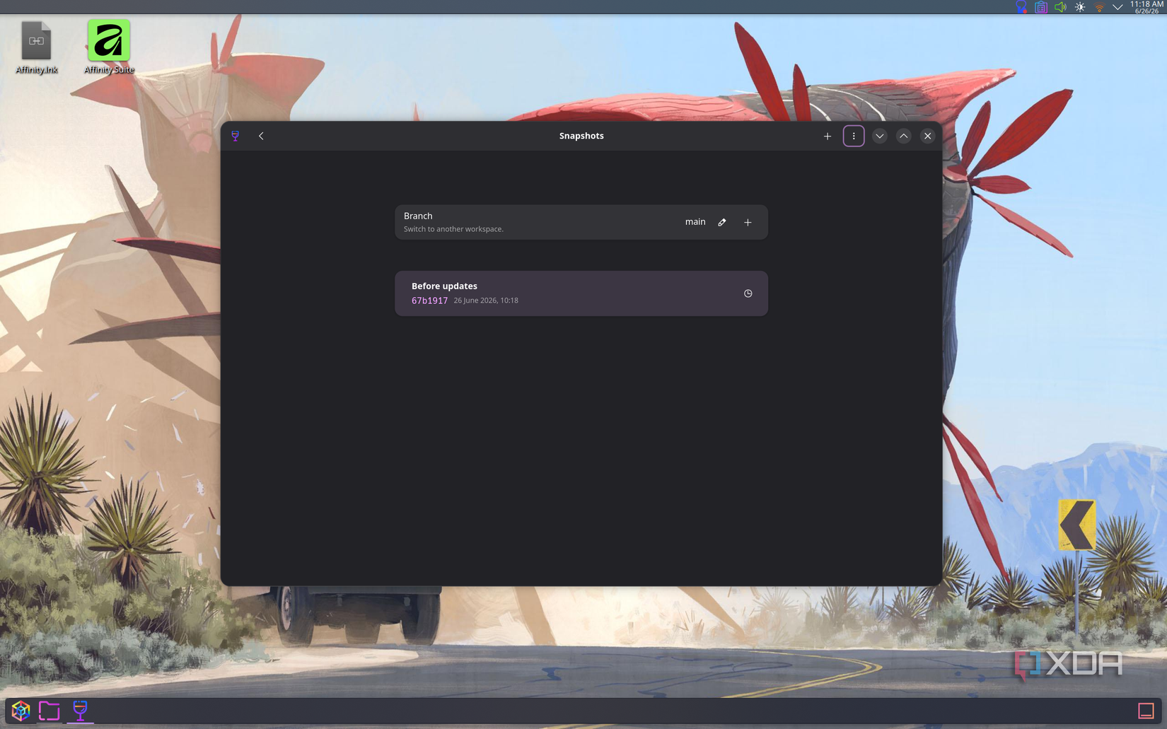 Screenshot of the Snapshots page on Bottles