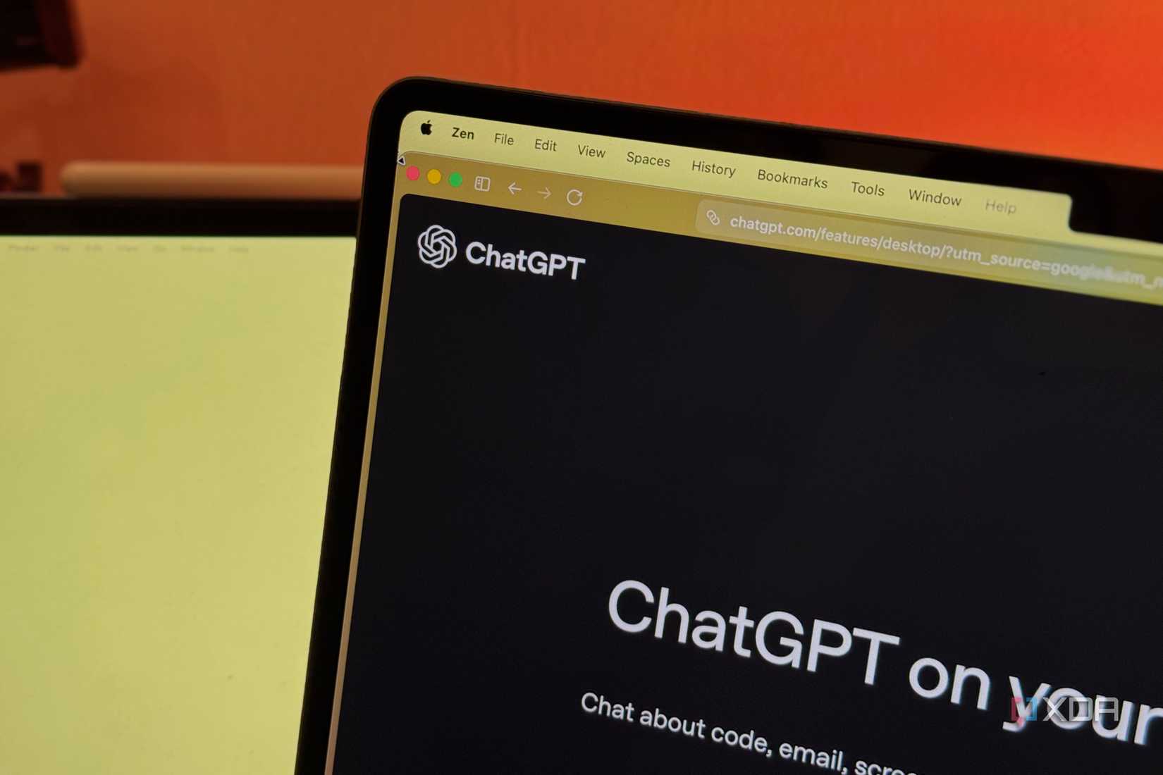 chatgpt website displayed on browser window on mac laptop