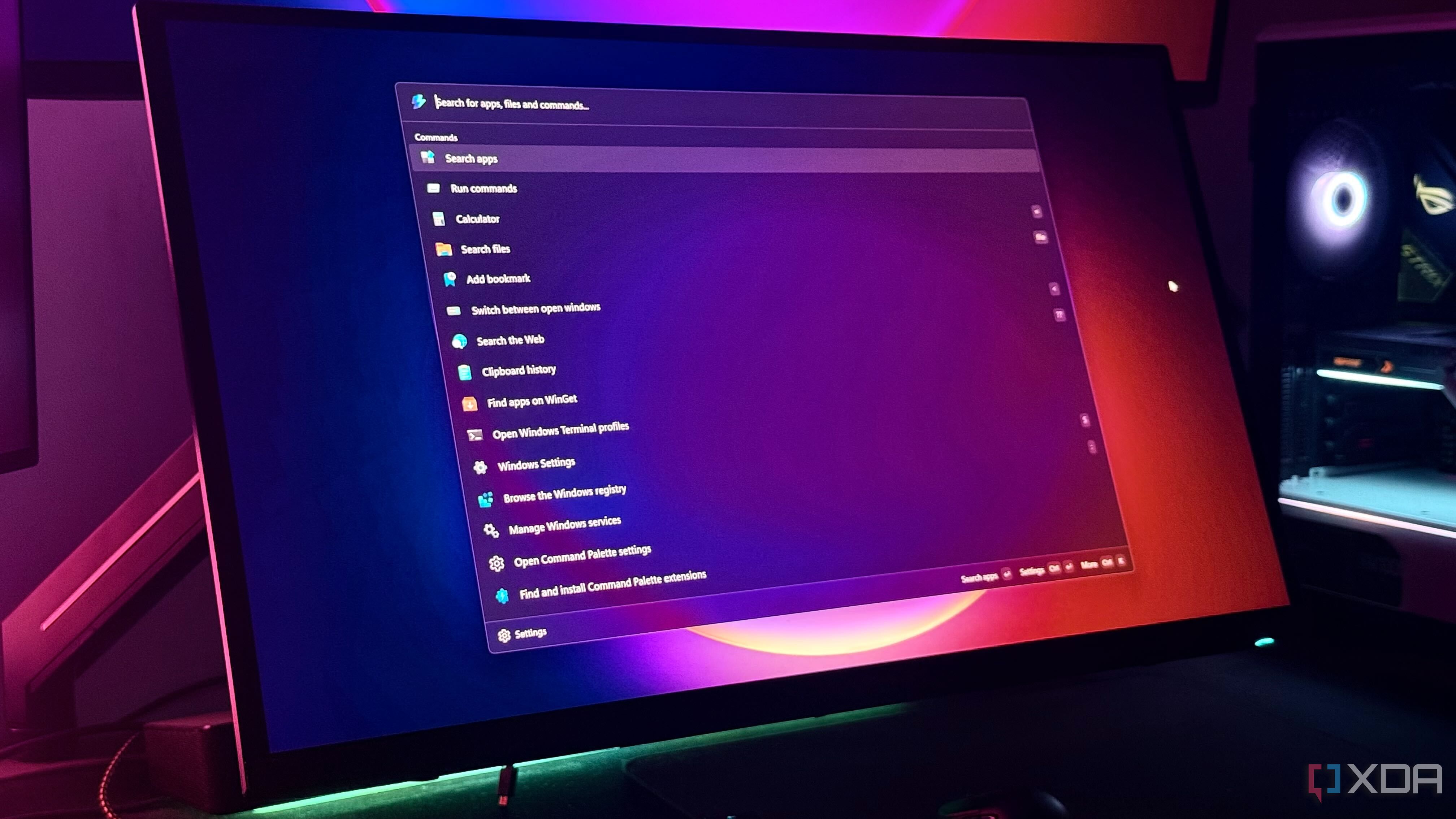Command Palette running on a Windows PC