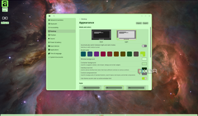 Screenshot of COSMIC Settings showing theme customization options
