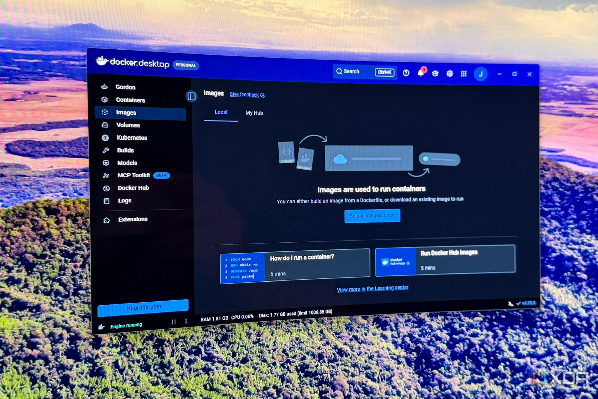 docker desktop open on a windows pc