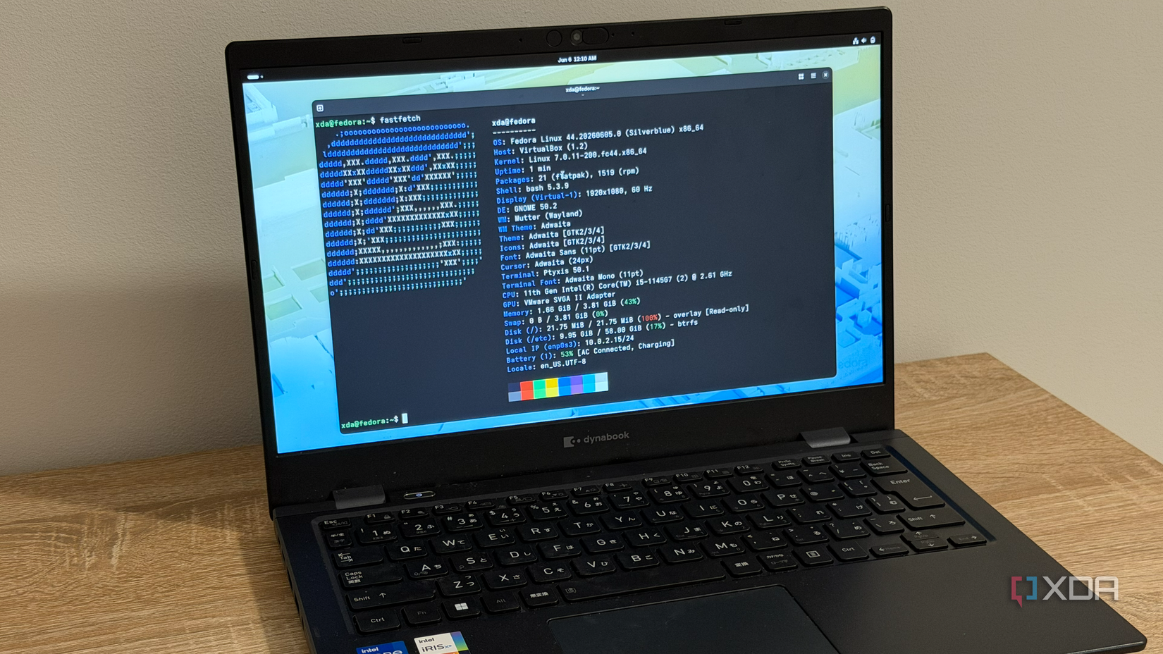 A laptop on a table running Fedora Silverblue