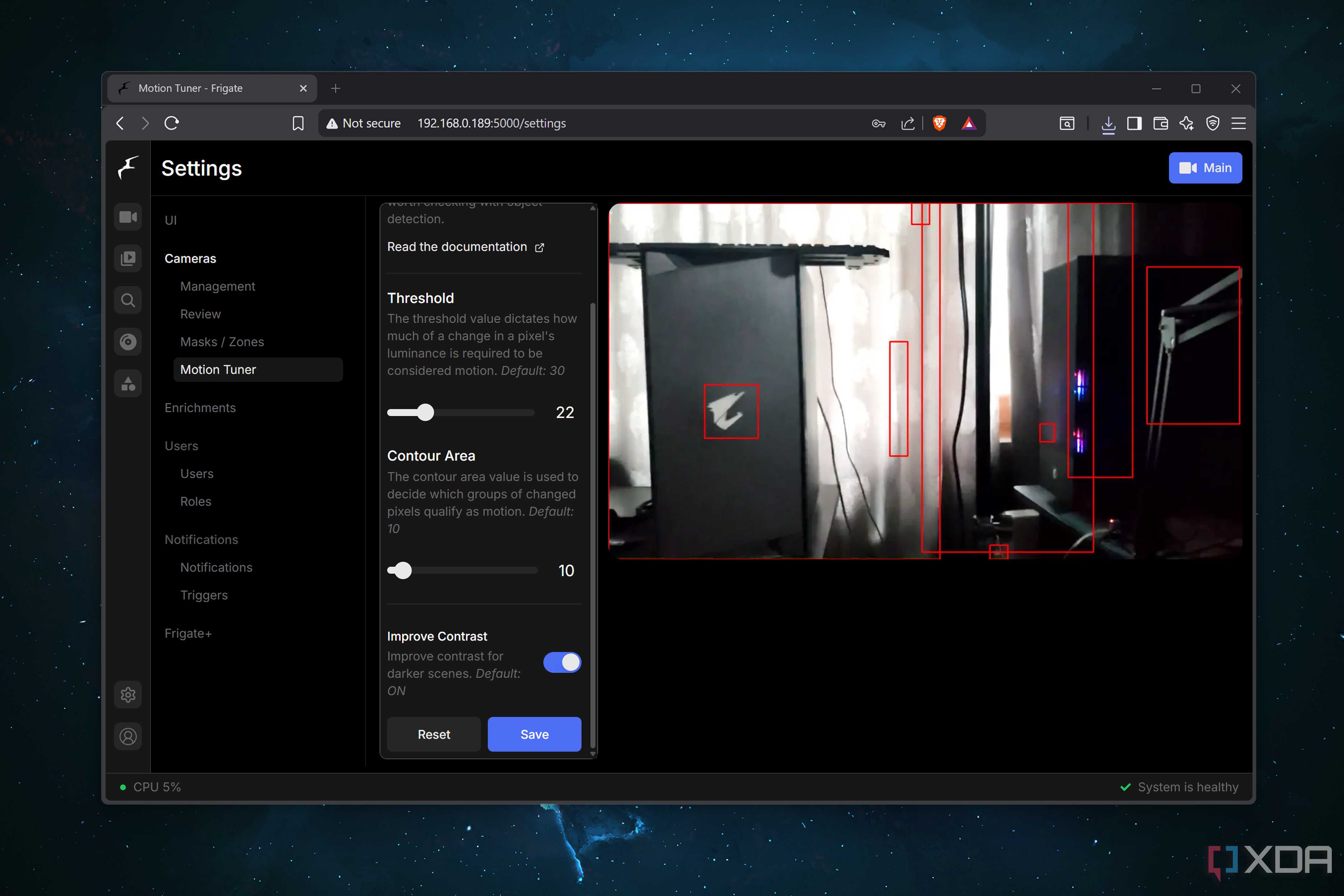 Changing the motion threshold on Frigate