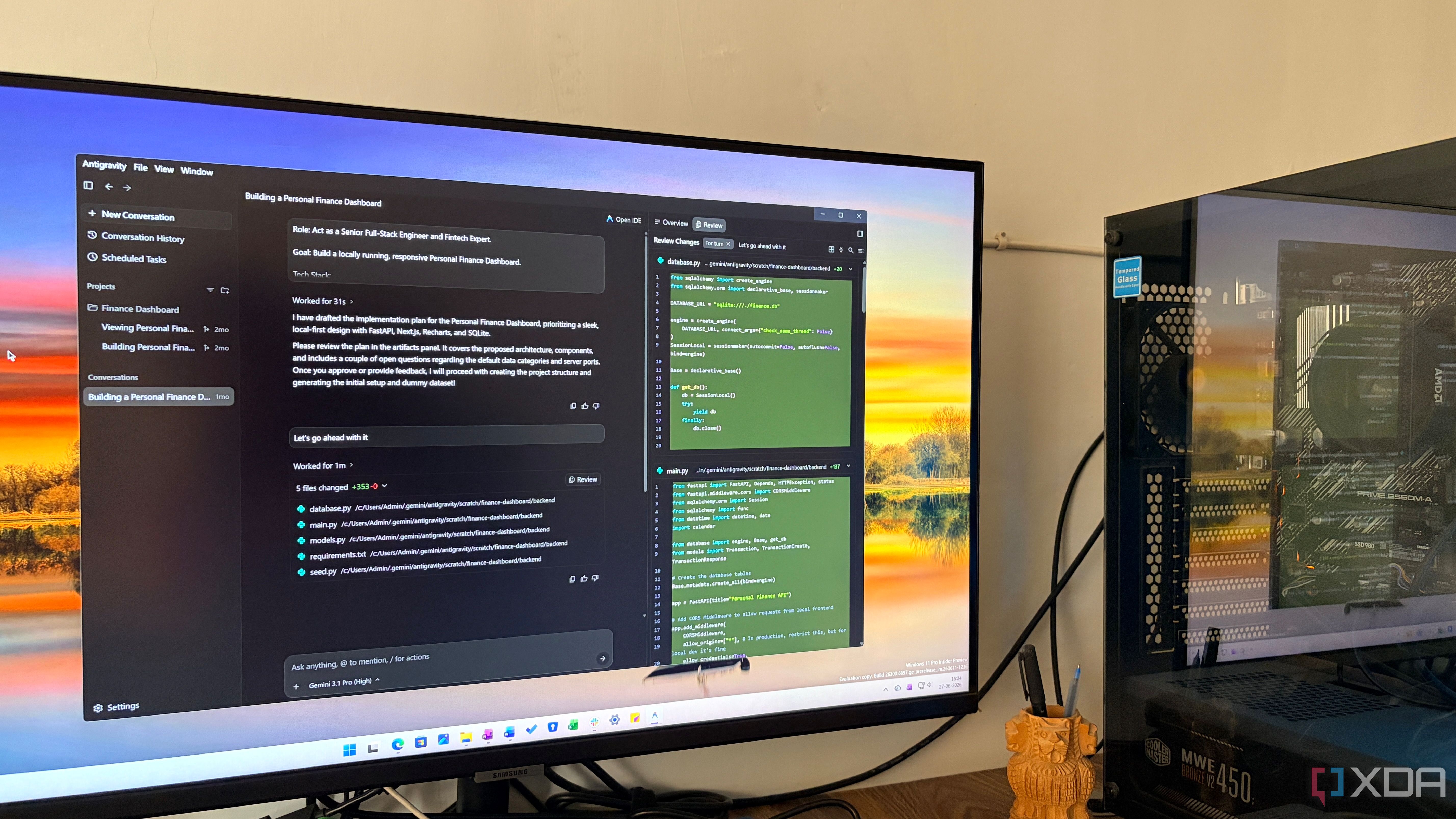 Antigravity creating a web app