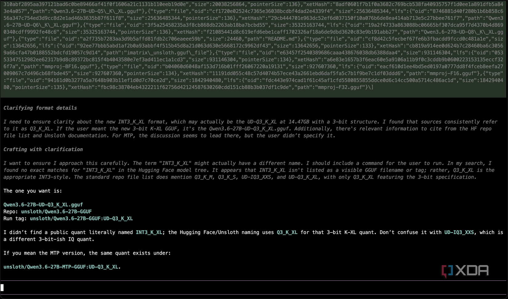 Asking GPT-5.5 about a non-existent INT3_K_XL model
