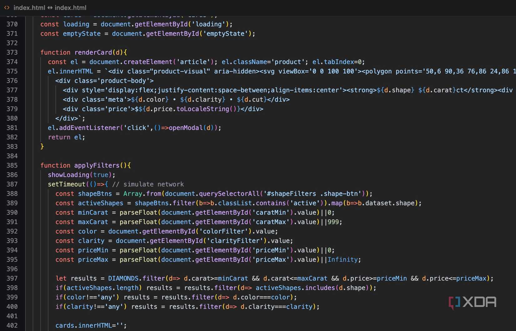 HTML code in VS code