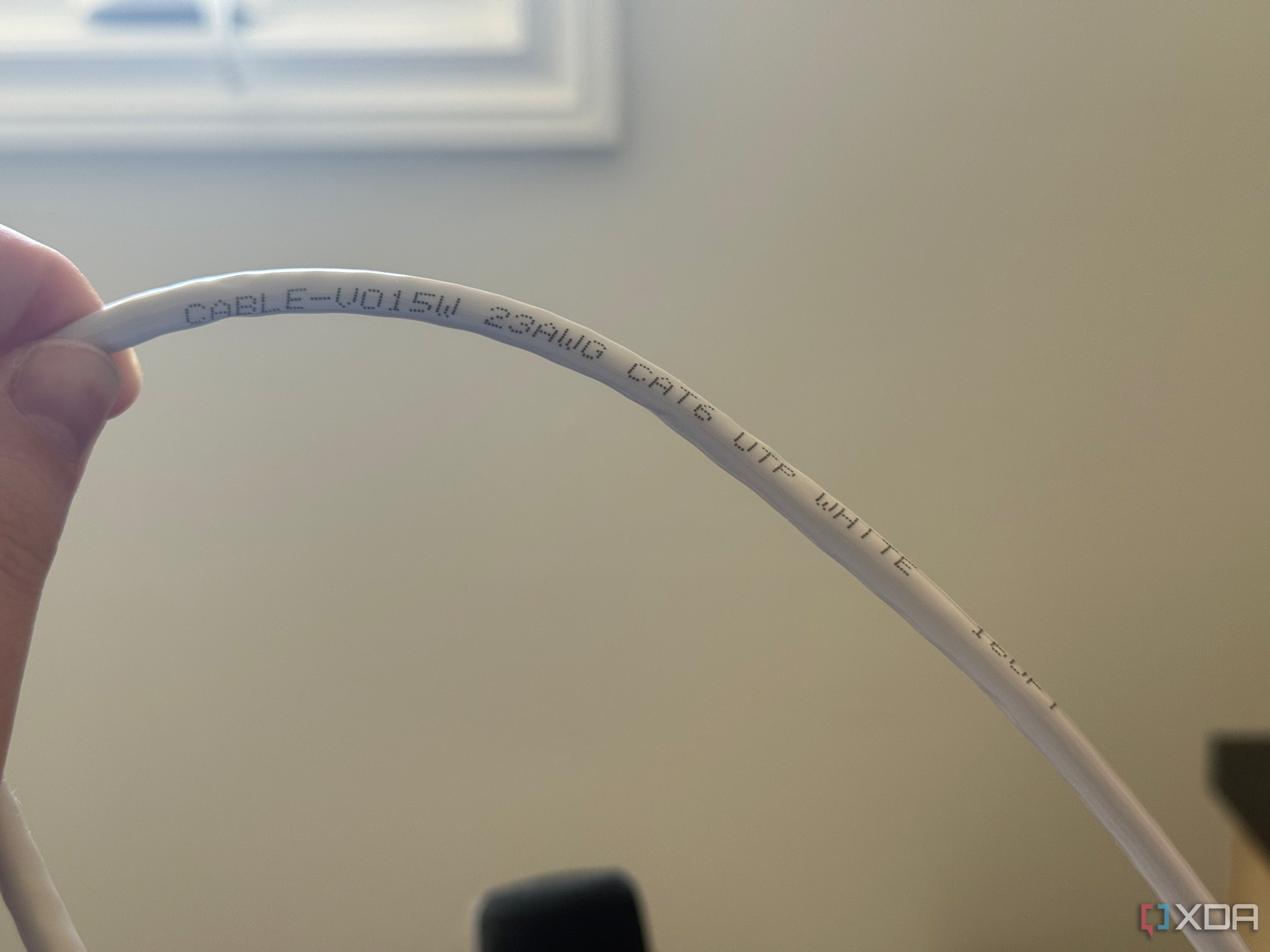 a photo showing the jacket of a cat6 ethernet cable