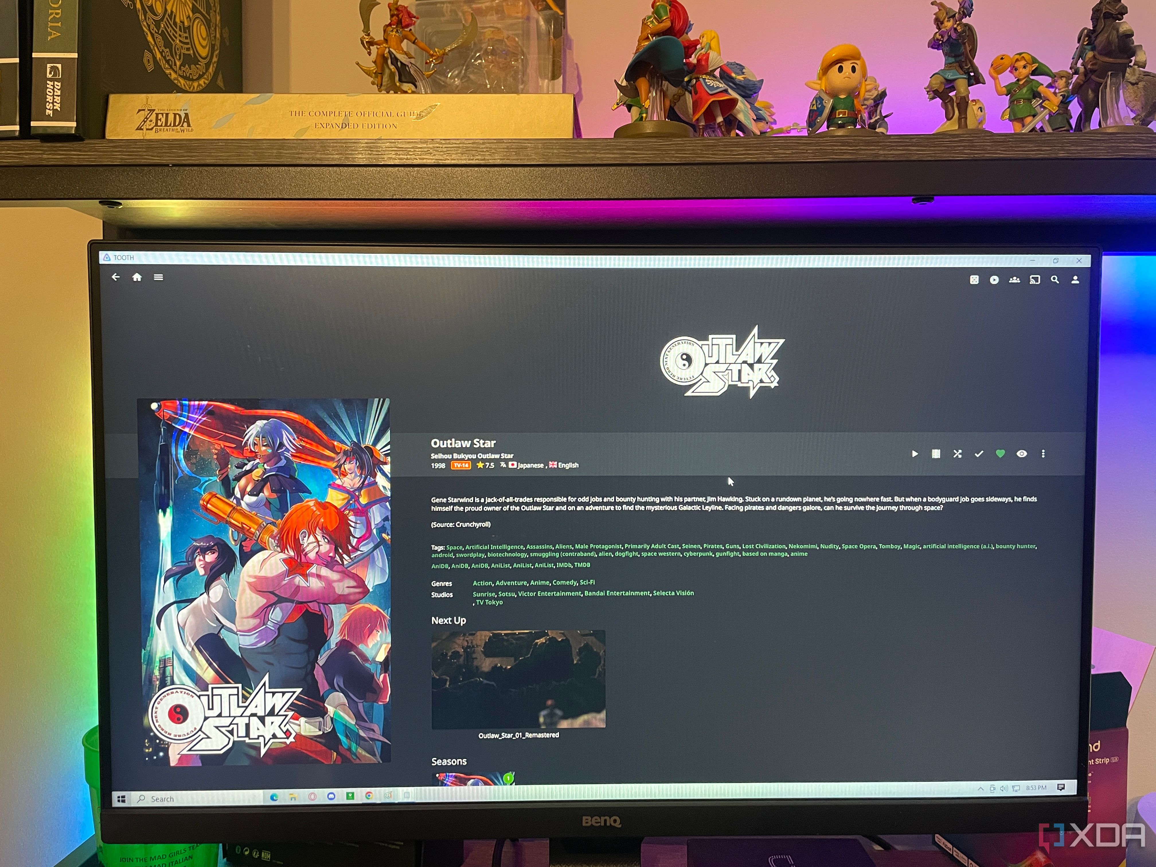 Jellyfin media page loaded on a monitor