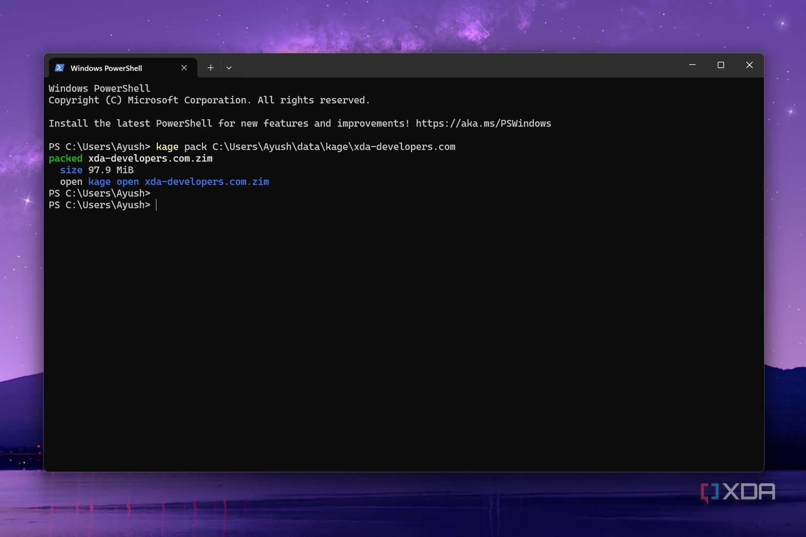 Packing a website via Kage