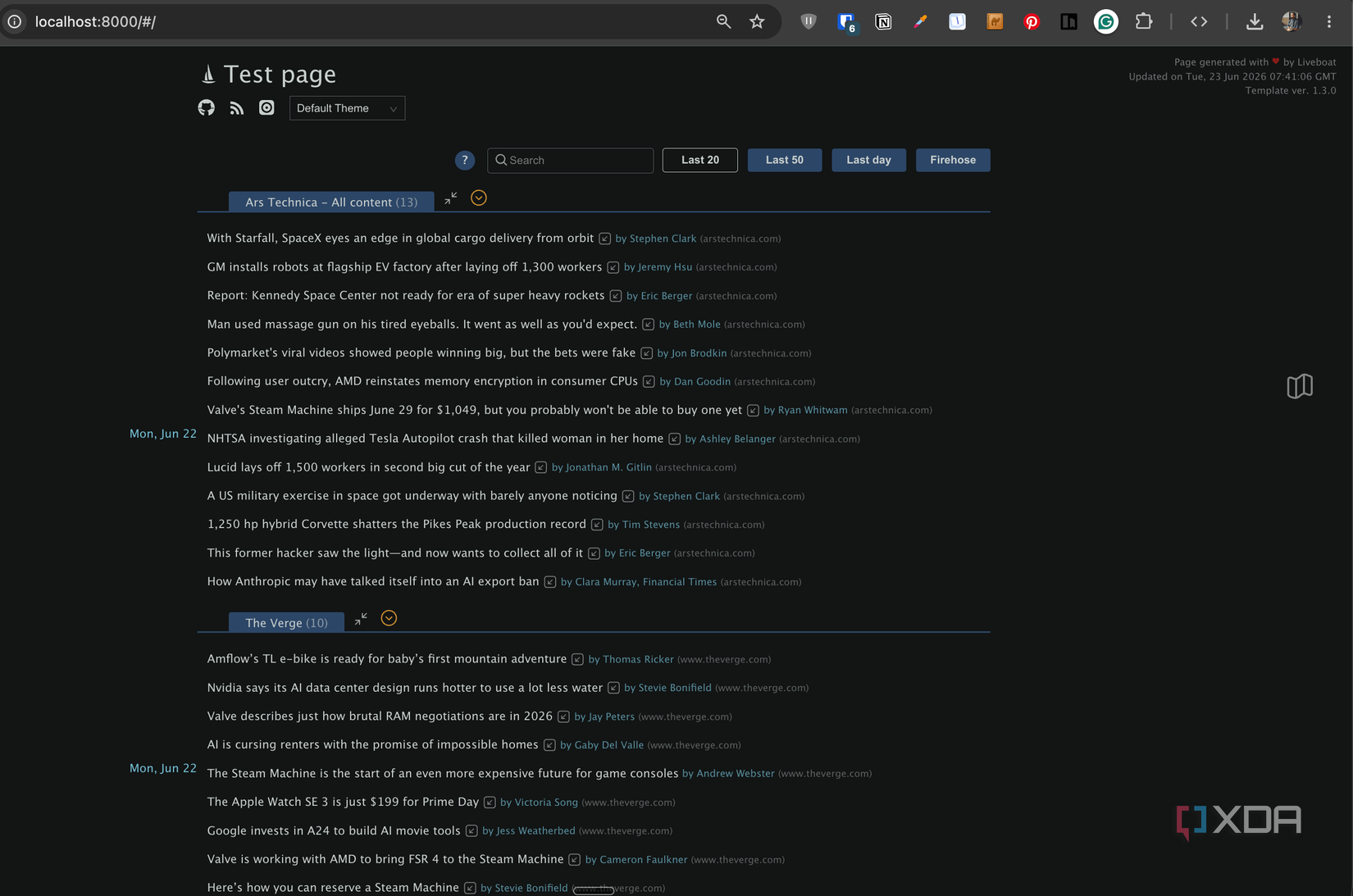 Liveboat local hosting test