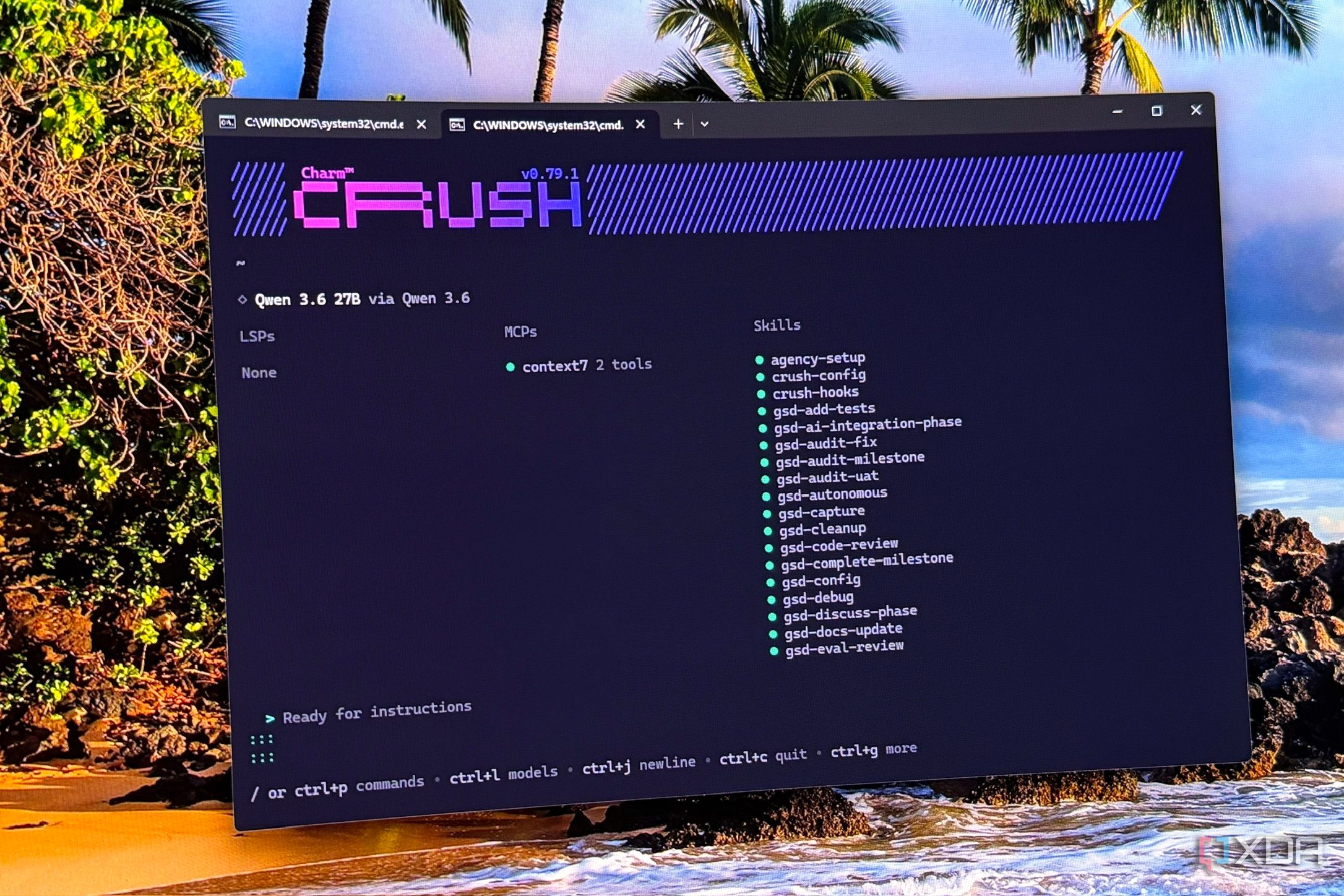 local llm connected to crush coding harness