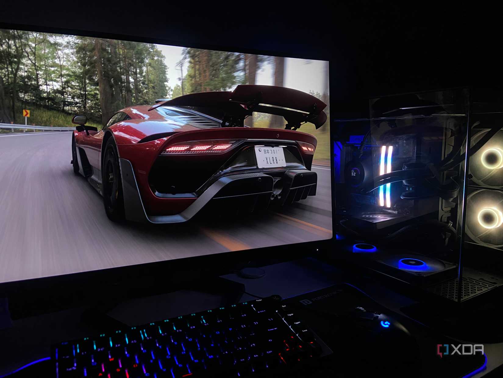 A video game enhanced through Lossless Scaling that runs on a gaming PC.
