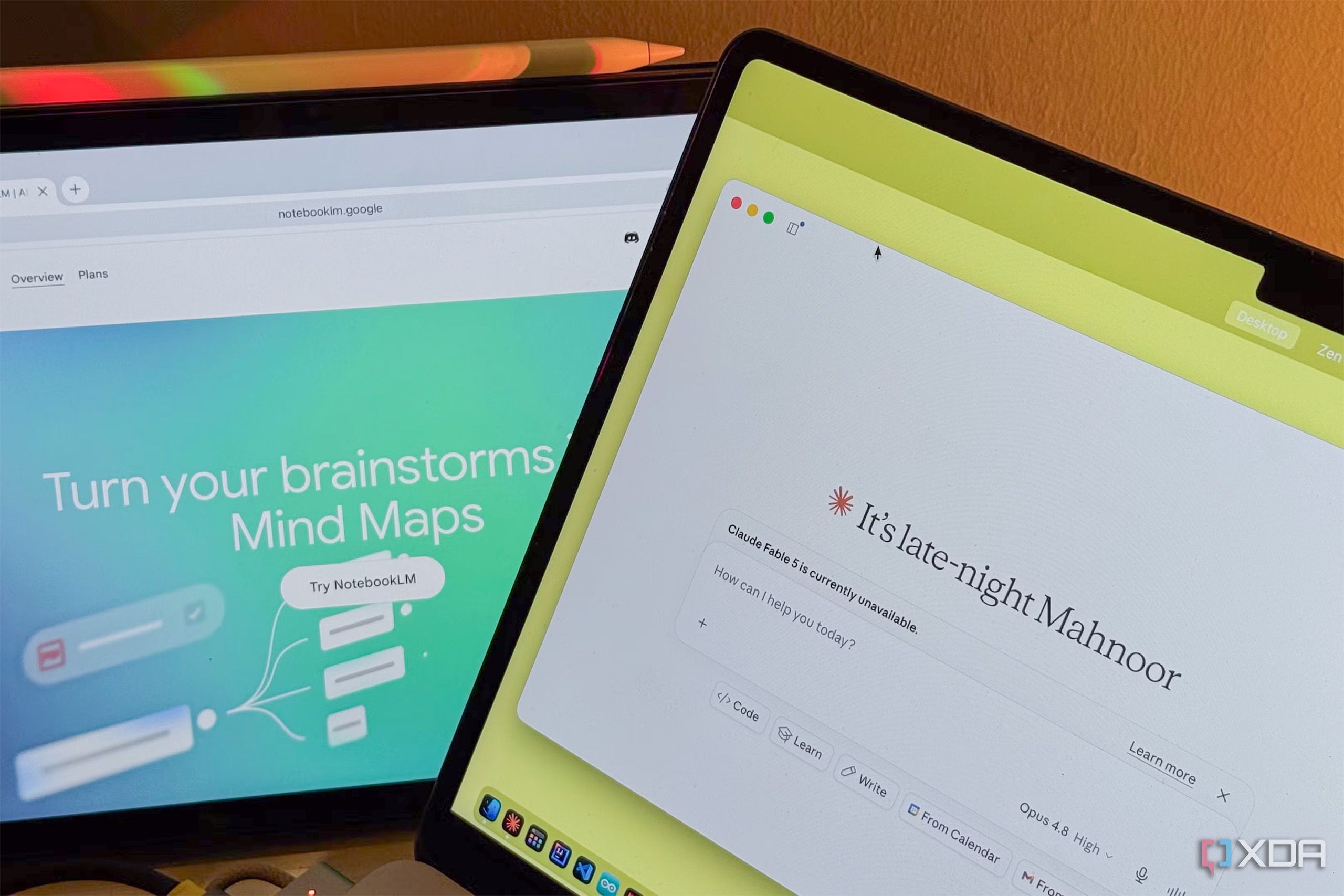 Notebooklm and claude projects in laptop and iPad side by side