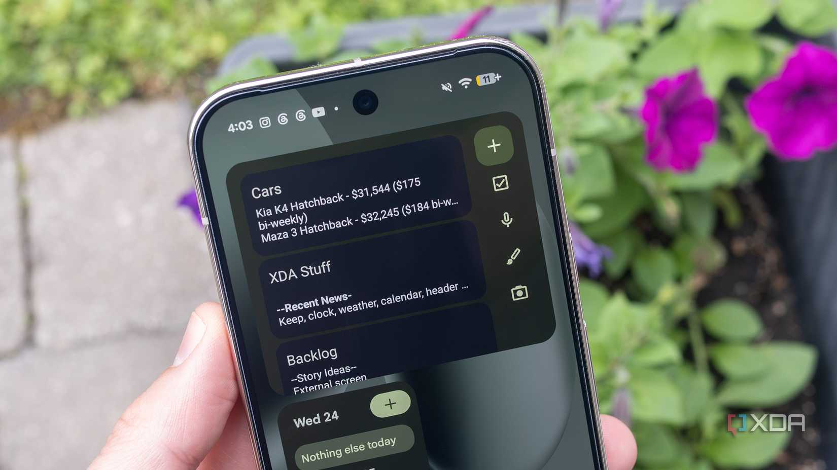 Google Keep widget on Pixel 10 Pro 